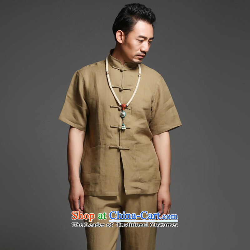 Renowned Chinese Tang dynasty to the Summer Package short-sleeved cotton linen Chinese improved services Han-ball-China wind linen shirt clip national 2,005 L disc renowned (chiyu) , , , shopping on the Internet
