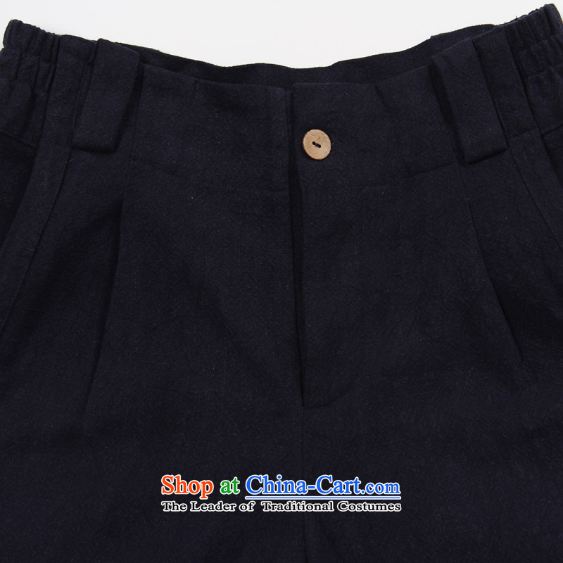 Renowned China wind Tang Dynasty Chinese men and Chinese tunic of older persons in the linen loose increase men of ethnic men casual pants Q0833- XXL, dark blue (CHIYU renowned shopping on the Internet has been pressed.)