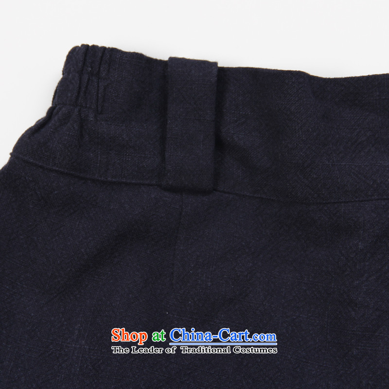 Renowned China wind Tang Dynasty Chinese men and Chinese tunic of older persons in the linen loose increase men of ethnic men casual pants Q0833- XXL, dark blue (CHIYU renowned shopping on the Internet has been pressed.)