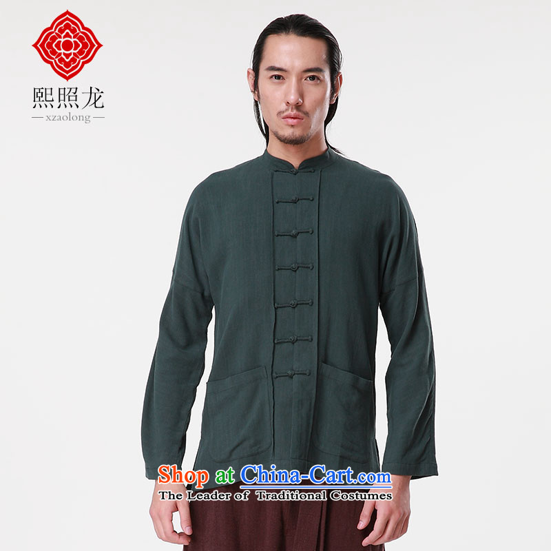 Hee-Snapshot Dragon 2015 autumn and winter new long-sleeved linen adhesive men's shirts Chinese collar manually tray clip Tang blouses m White L, Hee-snapshot (XZAOLONG lung) , , , shopping on the Internet