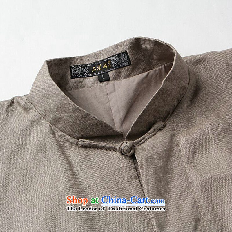 Floral linens men Tang Dynasty Package China wind shirt collar Chinese Classical Chinese tunic Taegeuk Service Han-kung fu - 4 L, mosaic shirt shopping on the Internet has been pressed.