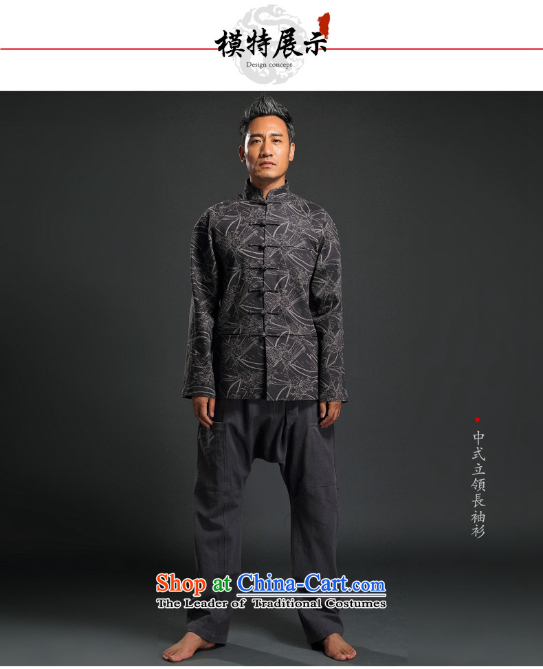 Renowned China wind embroidery autumn and winter Han-Tang Dynasty Male Male knitting cowboy shirt collar jacket Chinese tunic national dress jacket and light gray XL Photo, prices, brand platters! The elections are supplied in the national character of distribution, so action, buy now enjoy more preferential! As soon as possible.