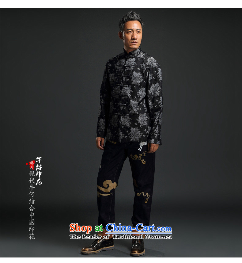Renowned China wind embroidery autumn and winter Han-Tang Dynasty Male Male knitting cowboy shirt collar jacket Chinese tunic national dress jacket and black XXXL picture, prices, brand platters! The elections are supplied in the national character of distribution, so action, buy now enjoy more preferential! As soon as possible.