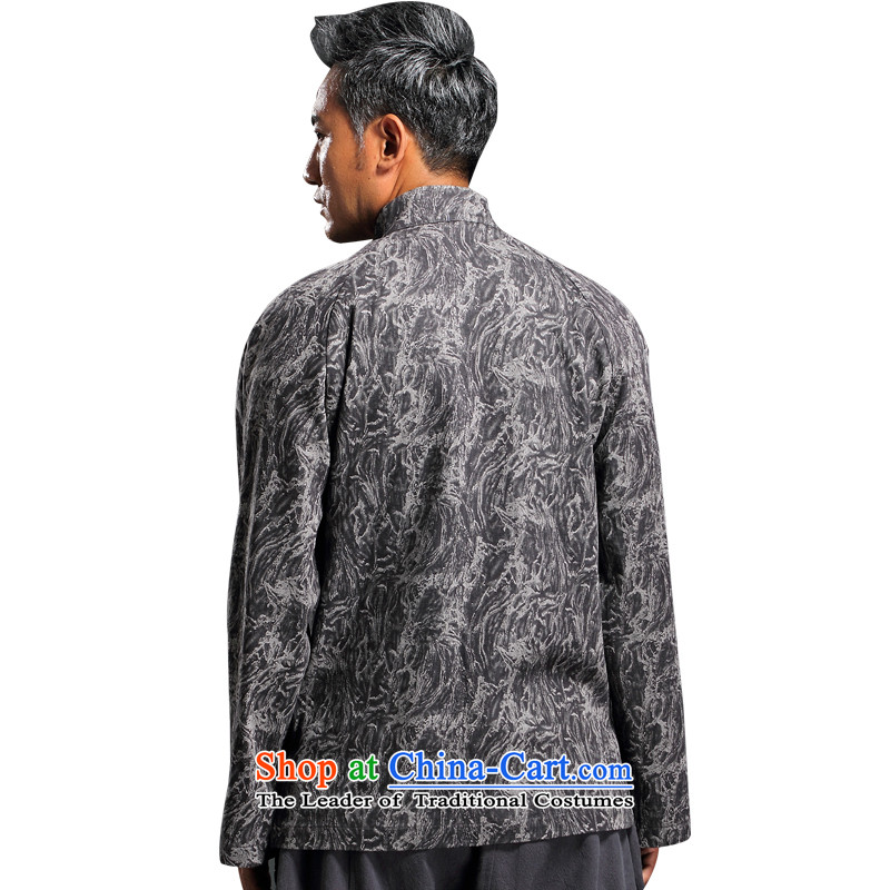 Renowned China wind embroidery autumn and winter Han-Tang Dynasty Male Male knitting cowboy shirt collar jacket Chinese tunic national dress jacket men renowned gray XXL, (CHIYU) , , , shopping on the Internet