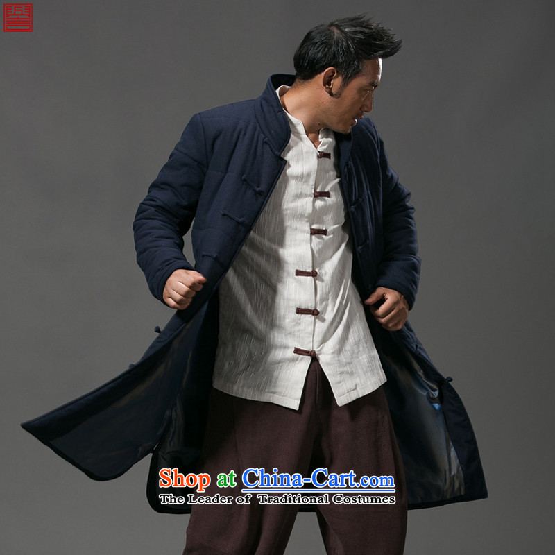 Renowned Chinese services for winter coats men casual single row tie china wind-long thick cotton men windbreaker cotton coat jacket herbs extract cotton coat and deep blue coat XL, renowned (chiyu) , , , shopping on the Internet