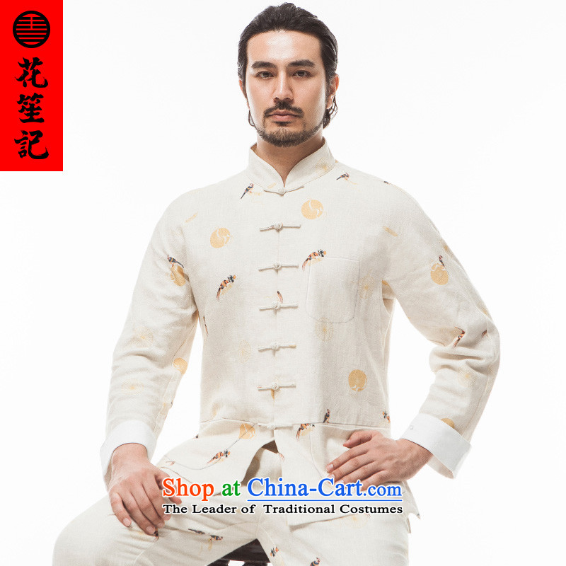 His Excellency spend a note national retro China wind Kam Pheasant Sau San Tong replacing Men's Mock-Neck long-sleeved stylish stamp Tang dynasty in the autumn beige (M) take note (HUSENJI Polisario) , , , shopping on the Internet