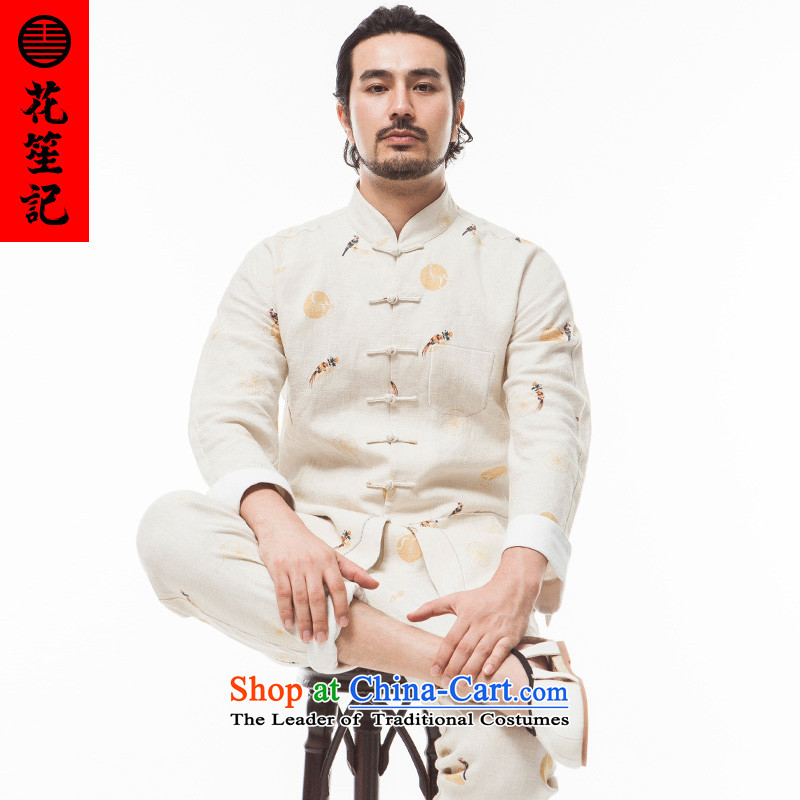 His Excellency spend a note national retro China wind Kam Pheasant Sau San Tong replacing Men's Mock-Neck long-sleeved stylish stamp Tang dynasty in the autumn beige (M) take note (HUSENJI Polisario) , , , shopping on the Internet