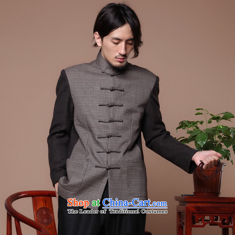 Bin Laden in autumn and winter smoke older collar disc detained wool? men improved jacket Chinese Antique spell color jacket color photo of Tang Bin Laden, L, Smoke , , , shopping on the Internet