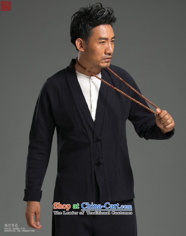 Renowned Chinese Services China wind men's jackets linen coat Tang Chiu-loaded cotton linen long-sleeved leisure loose Han-men and the national character of the dark blue L picture, prices, brand platters! The elections are supplied in the national character of distribution, so action, buy now enjoy more preferential! As soon as possible.