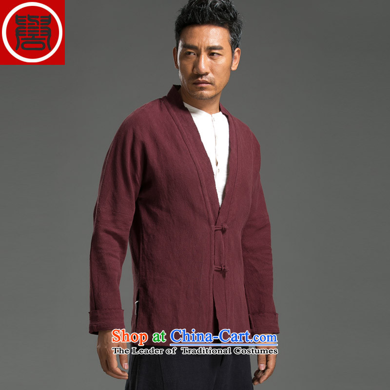 Renowned Chinese Services China wind men's jackets linen coat Tang Chiu-loaded cotton linen long-sleeved leisure loose Han-men and the national character of the dark blue , L, renowned (chiyu) , , , shopping on the Internet