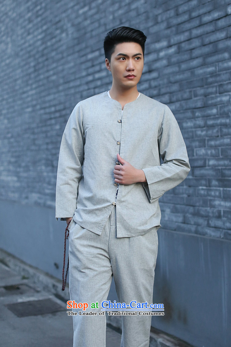 Dan smoke New Men Tang Dynasty Package Chinese small cotton linen collar retro ethnic 7 cuff kung fu shirt gray suit M picture, prices, brand platters! The elections are supplied in the national character of distribution, so action, buy now enjoy more preferential! As soon as possible.