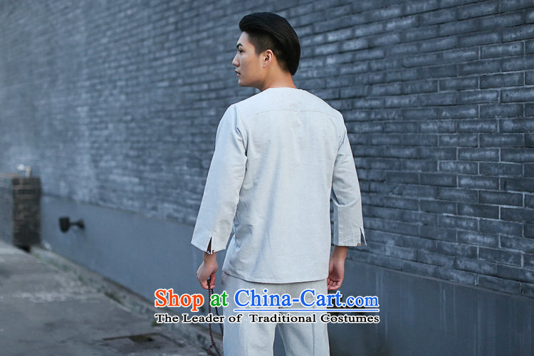Dan smoke New Men Tang Dynasty Package Chinese small cotton linen collar retro ethnic 7 cuff kung fu shirt gray suit M picture, prices, brand platters! The elections are supplied in the national character of distribution, so action, buy now enjoy more preferential! As soon as possible.