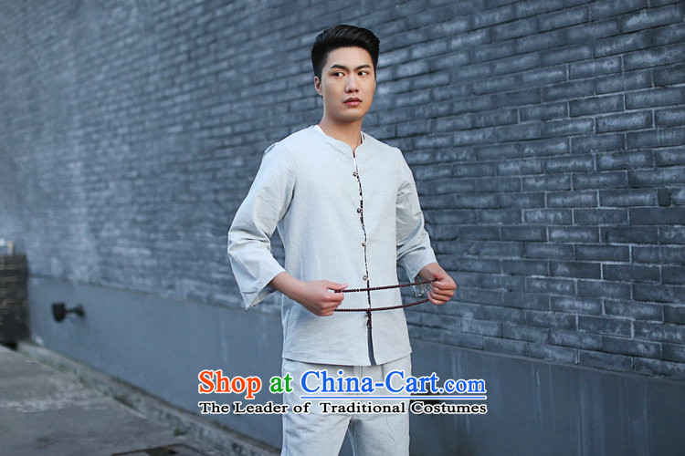 Find New Sophie men Tang Dynasty Package Chinese small cotton linen collar retro ethnic 7 cuff kung fu shirt gray XL Photo, prices, brand platters! The elections are supplied in the national character of distribution, so action, buy now enjoy more preferential! As soon as possible.