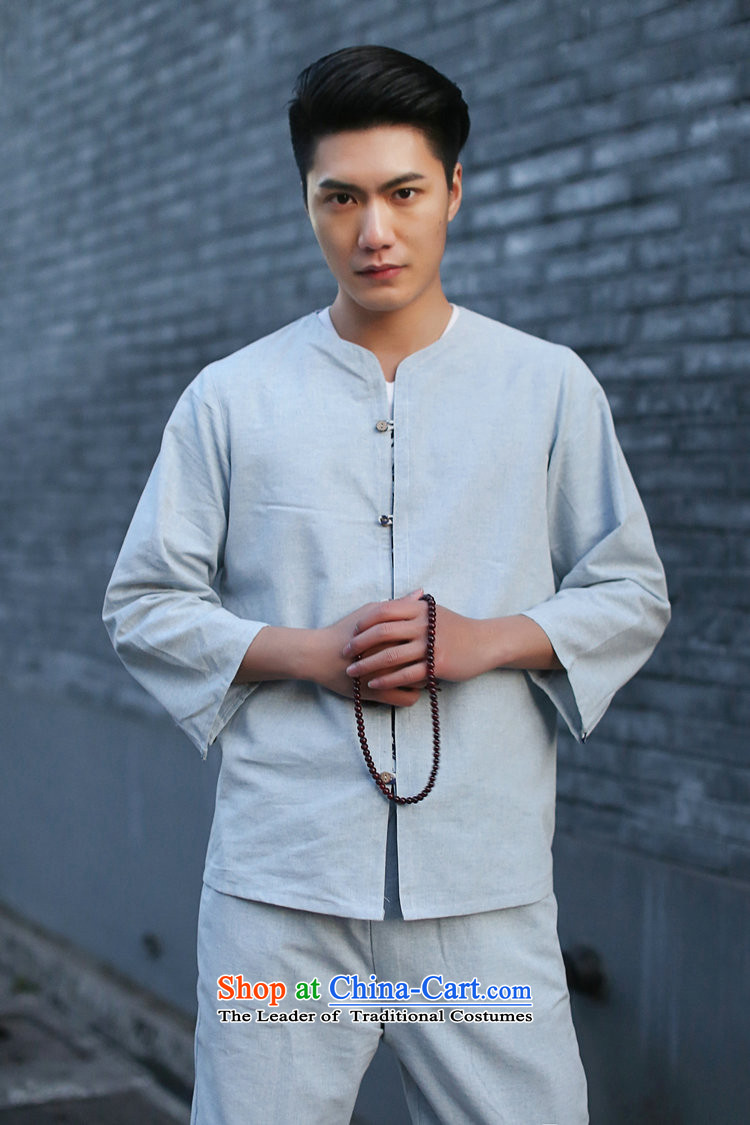 It New Men Tang Dynasty Package Chinese small cotton linen collar retro ethnic 7 cuff kung fu shirt Gray 2XL Photo, prices, brand platters! The elections are supplied in the national character of distribution, so action, buy now enjoy more preferential! As soon as possible.