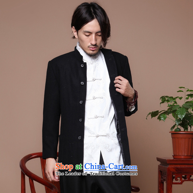 Floral Chinese Antique men Tang Dynasty Korean suits the elderly in the collar national Chinese tunic gross black jacket , L, spend? Figure , , , shopping on the Internet