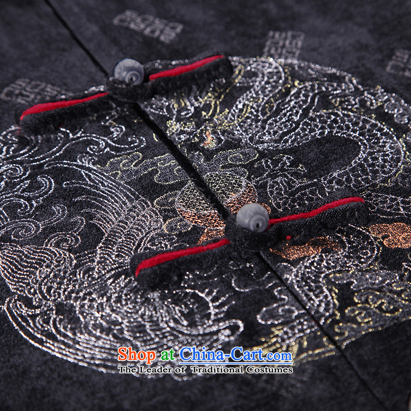 To Tang dynasty dragon autumn and winter, China wind men detained longfeng embroidery connected disk sleeves pullover 14579 Black 52 to lung , , , shopping on the Internet