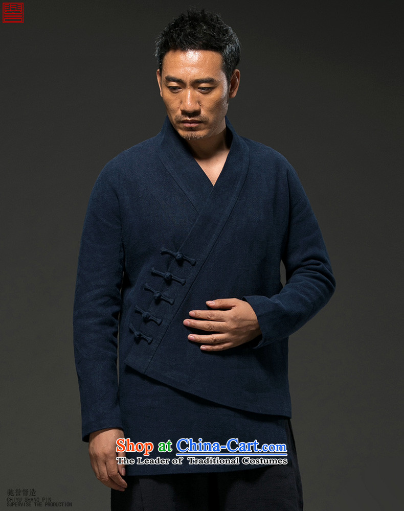 Renowned Chinese Services China wind autumn and winter Han-men and a long-sleeved jacket cotton linen Tang dynasty improved spiritual ball-T-shirt is loose clothing clip XXXL Blue Photo, prices, brand platters! The elections are supplied in the national character of distribution, so action, buy now enjoy more preferential! As soon as possible.