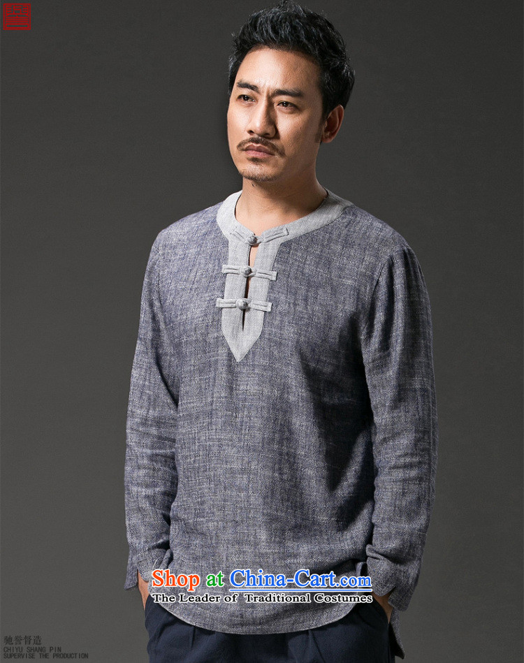 Renowned 2015 China wind men blacklead long-sleeved T-shirt shirt men Tang dynasty linen round-neck collar disc detained men's wear casual clothes autumn blouses light gray jumbo (2XL) picture, prices, brand platters! The elections are supplied in the national character of distribution, so action, buy now enjoy more preferential! As soon as possible.