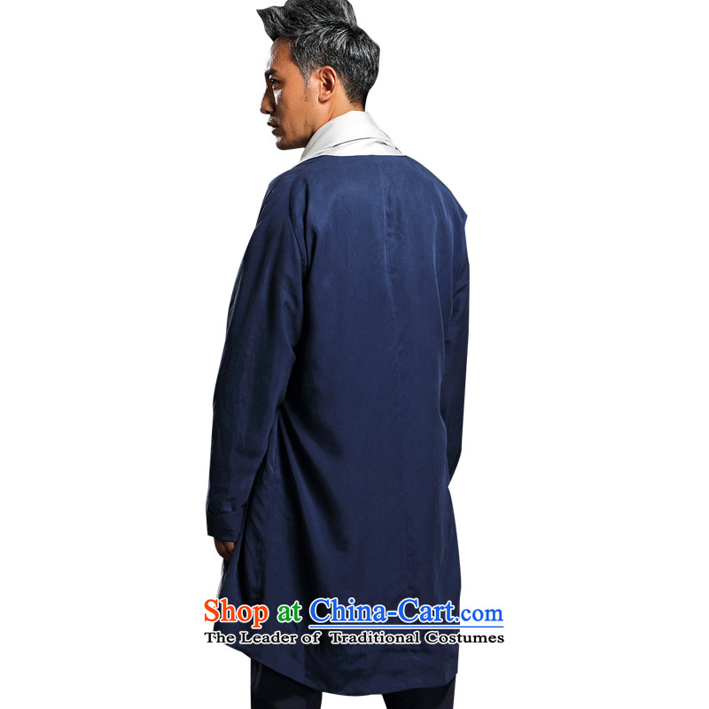 Renowned China wind autumn and winter clothes for men outside the autumn wind in long sleeve Tencel Ma Tang dynasty male Cardigan Han-long-sleeved shirt of autumn and winter Chinese windbreaker Han-Menswear blue XXL, renowned (CHIYU) , , , shopping on the