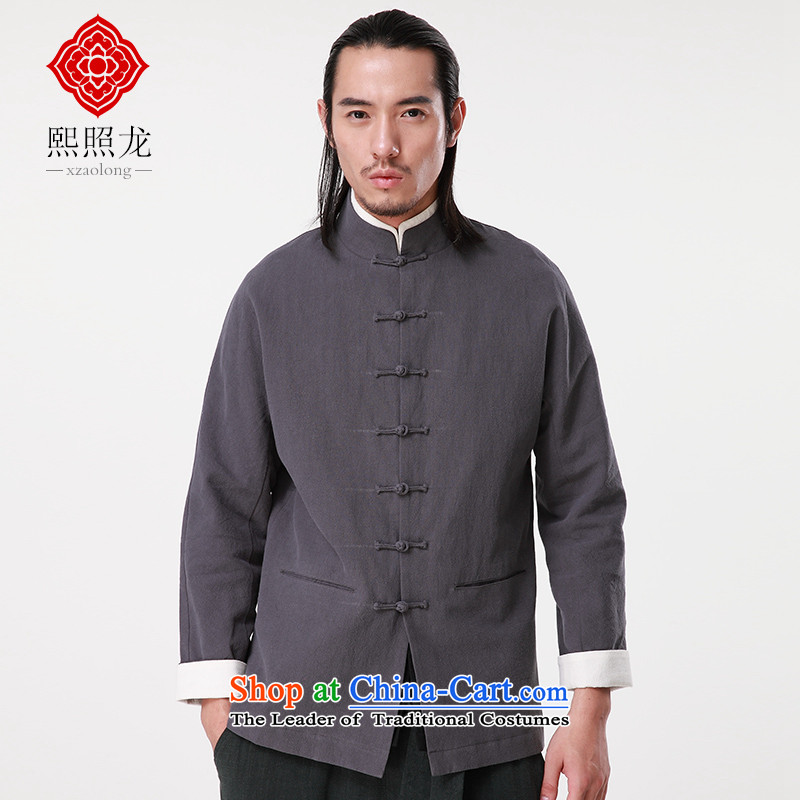 Hee-Snapshot Dragon 2015 autumn and winter new cotton linen men Tang long-sleeved jacket double layer disc buckle for Chinese lining clothes , Blue Dragon (XZAOLONG snapshot-hee) , , , shopping on the Internet