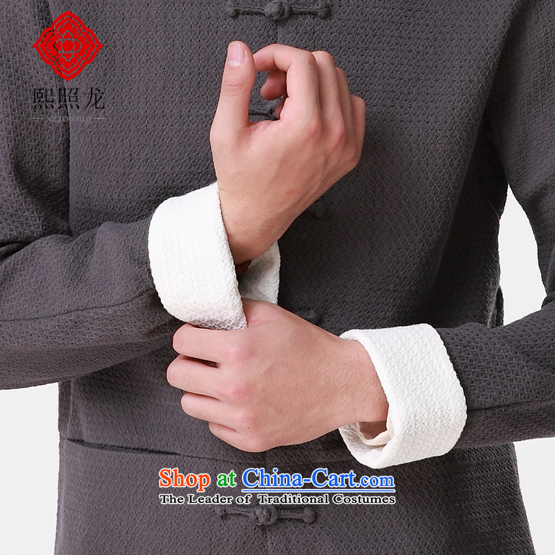 Hee-Snapshot Lung Men Tang jackets of autumn and winter coats of leisure and new disk detained jacquard cotton linen coat Han-gray M-hee (XZAOLONG snapshot lung) , , , shopping on the Internet