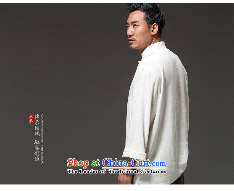 Renowned China wind men long-sleeved T-shirt linen solid color autumn cotton linen clothes men's shirts, Tang dynasty white L picture, prices, brand platters! The elections are supplied in the national character of distribution, so action, buy now enjoy more preferential! As soon as possible.