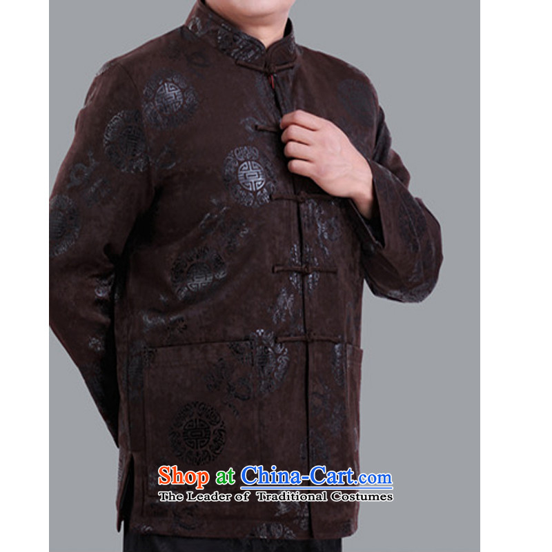 Mr Rafael Hui Kai new Timor men in Tang Dynasty older men and the Tang dynasty life happy birthday gift Tang dress jacket 13137 color brown in Dili Lady Mr Rafael Hui Kai , , , shopping on the Internet