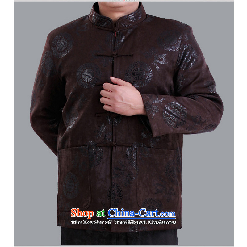 Mr Rafael Hui Kai new Timor men in Tang Dynasty older men and the Tang dynasty life happy birthday gift Tang dress jacket 13137 color brown in Dili Lady Mr Rafael Hui Kai , , , shopping on the Internet