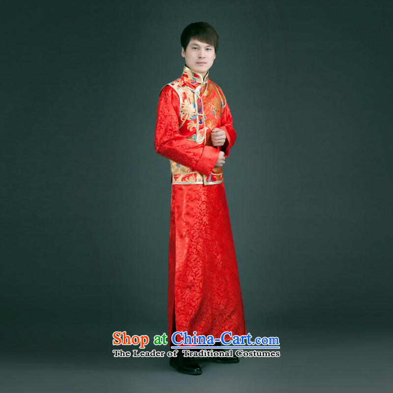 The 2015 autumn and winter clothing with Chinese style wedding dresses-soo of the bridegroom retro services use the dragon summer Wo Men Ancient Chinese tunic upscale red Tang dynasty , L, Syria has been pressed time shopping on the Internet