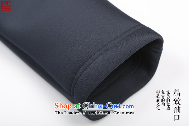 Renowned Chinese Services China wind autumn and winter and long-sleeved T-shirt small V-neck disc pure color tie Tang dynasty male jacket loose cotton linen clothes male and dark blue L picture, prices, brand platters! The elections are supplied in the national character of distribution, so action, buy now enjoy more preferential! As soon as possible.