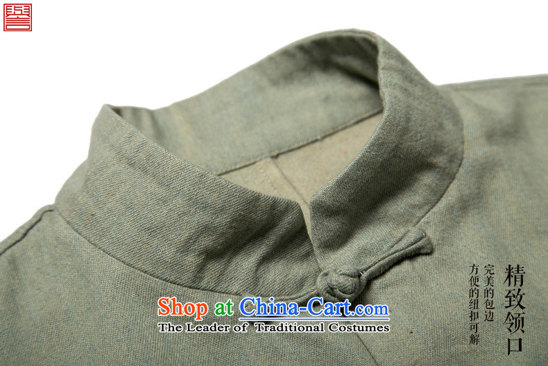Renowned Chinese Services China wind retro denim Tang Dynasty Chinese long-sleeved jacket autumn Men's Mock-Neck tray clip and trendy serving light green 3XL national picture, prices, brand platters! The elections are supplied in the national character of distribution, so action, buy now enjoy more preferential! As soon as possible.