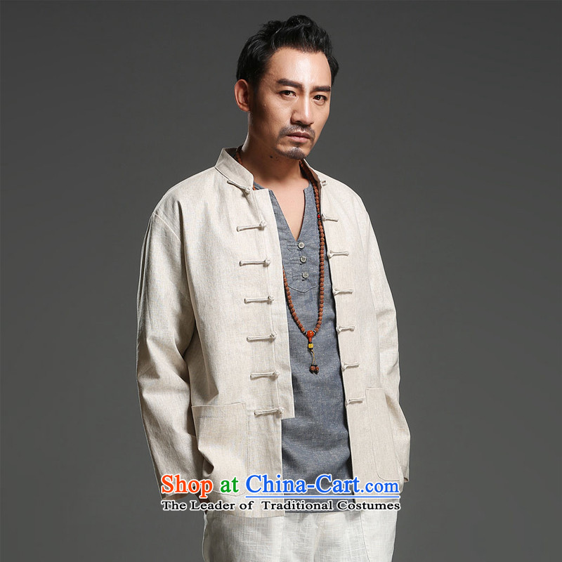 Renowned Chinese Services China wind Chinese long-sleeved men loaded during the spring and autumn new Tang dynasty and long-sleeved tray clip Tang dynasty father replacing cotton linen, light gray XL, renowned (chiyu) , , , shopping on the Internet