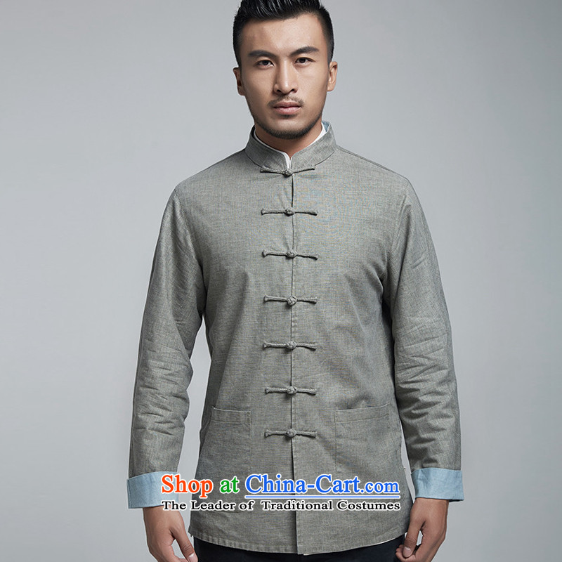 De Fudo Cho-won by 2015 China wind long-sleeved sweater youth men tang with shoulder-sleeved T-shirt, gray and green man mandatory XXXL, de fudo shopping on the Internet has been pressed.