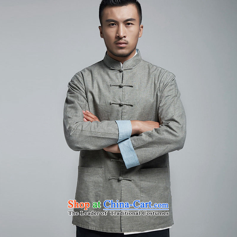 De Fudo Cho-won by 2015 China wind long-sleeved sweater youth men tang with shoulder-sleeved T-shirt, gray and green man mandatory XXXL, de fudo shopping on the Internet has been pressed.