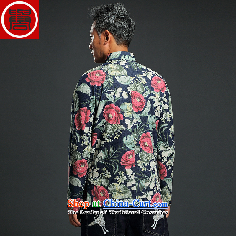 Renowned Chinese service renowned China wind suit male stylish decorated in stamp Tang long-sleeved collar disc detained during the spring and autumn jacket abounds Chinese improved XL, renowned (chiyu) , , , shopping on the Internet