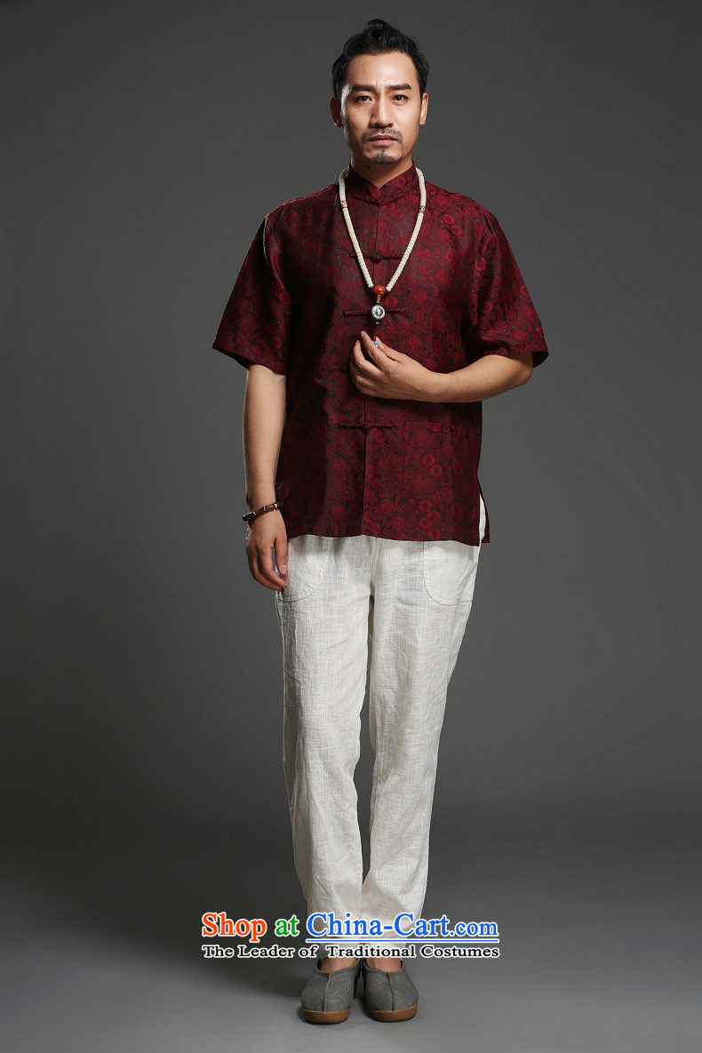 Renowned Chinese national wave service for summer 2015 men's shirts 100 herbs extract Short-Sleeve Mock-Neck Shirt Silk Tang dynasty wine red XL Photo, prices, brand platters! The elections are supplied in the national character of distribution, so action, buy now enjoy more preferential! As soon as possible.