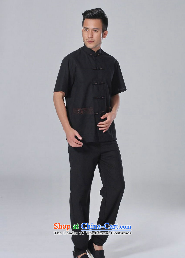 The elderly in the Arthur Min Tang dynasty male summer cotton linen collar Chinese Tai Chi Man serving short-sleeve kit for larger men's kung fu kit black L picture, prices, brand platters! The elections are supplied in the national character of distribution, so action, buy now enjoy more preferential! As soon as possible.