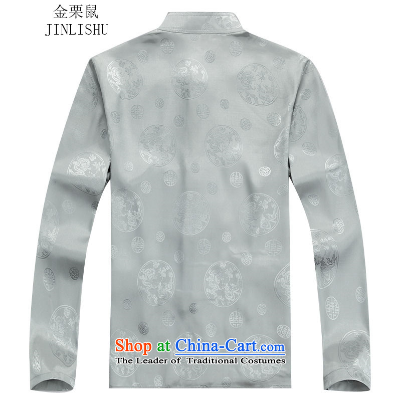 Kanaguri Mouse New China wind men long-sleeved Tang Dynasty Package for older autumn clothing gray suit S kanaguri mouse (JINLISHU) , , , shopping on the Internet