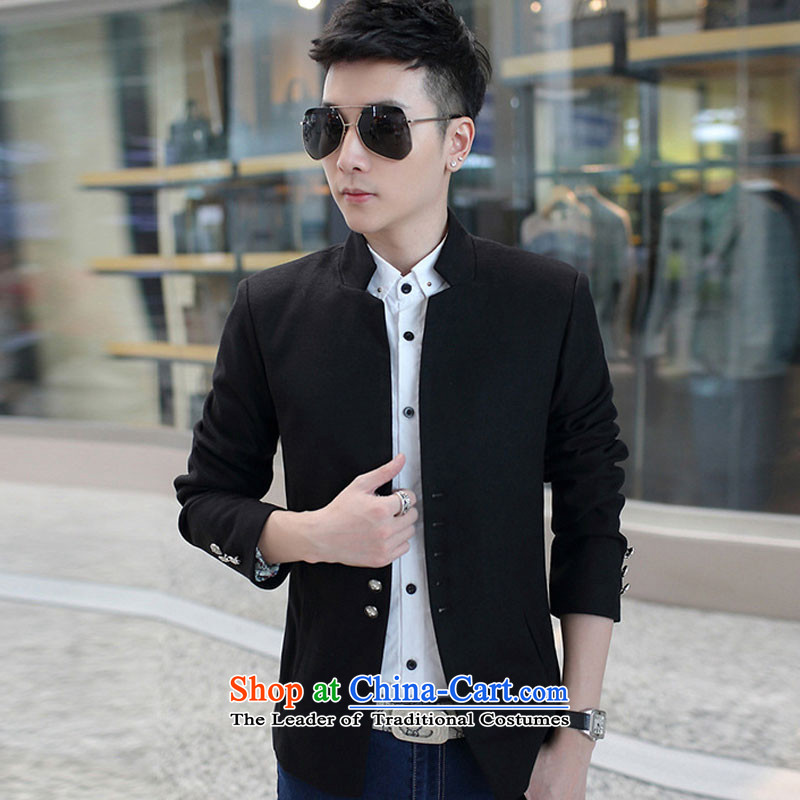 The local authorities by 2015 autumn and winter-wook new Male Male Male jacket jacket Korean Mock-neck? The jacket pure color Chinese tunic BlackXL