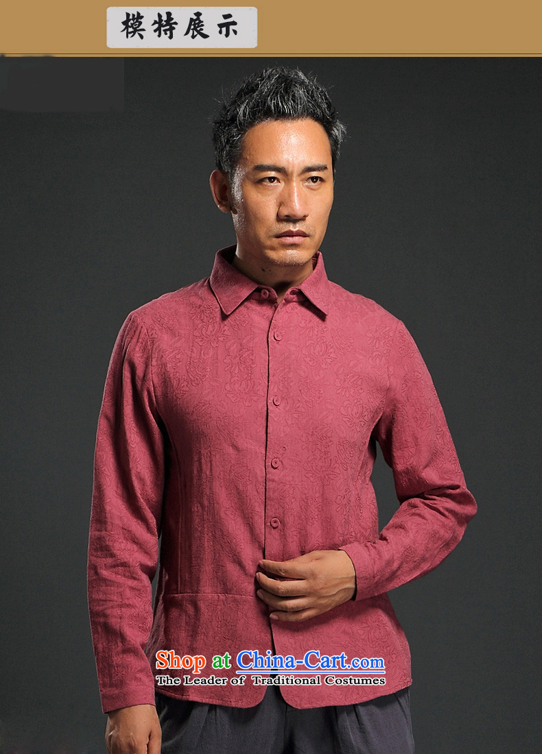Name of the new Chinese Wind HANNIZI2015 Men's Long-Sleeve Tang dynasty lapel improved male national costumes dark red shirt XXXL picture, prices, brand platters! The elections are supplied in the national character of distribution, so action, buy now enjoy more preferential! As soon as possible.
