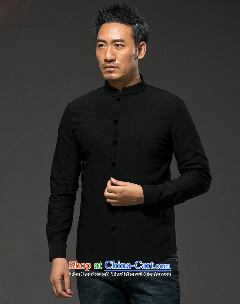 Hunnz China wind cotton linen collar disc detained men Tang Dynasty Chinese long-sleeved shirt-Sau San national costume white L picture, prices, brand platters! The elections are supplied in the national character of distribution, so action, buy now enjoy more preferential! As soon as possible.