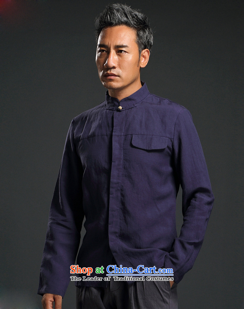 Name of China wind shirt HANNIZI Men long-sleeved shirt linen minimalist Solid Color Chinese Tang tray clip Chinese tunic dark blue L picture, prices, brand platters! The elections are supplied in the national character of distribution, so action, buy now enjoy more preferential! As soon as possible.