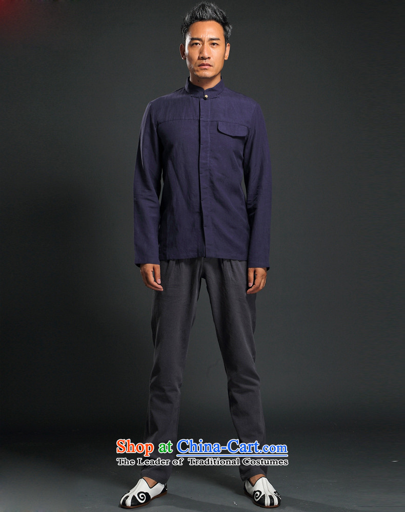 Name of China wind shirt HANNIZI Men long-sleeved shirt linen minimalist Solid Color Chinese Tang tray clip Chinese tunic dark blue L picture, prices, brand platters! The elections are supplied in the national character of distribution, so action, buy now enjoy more preferential! As soon as possible.