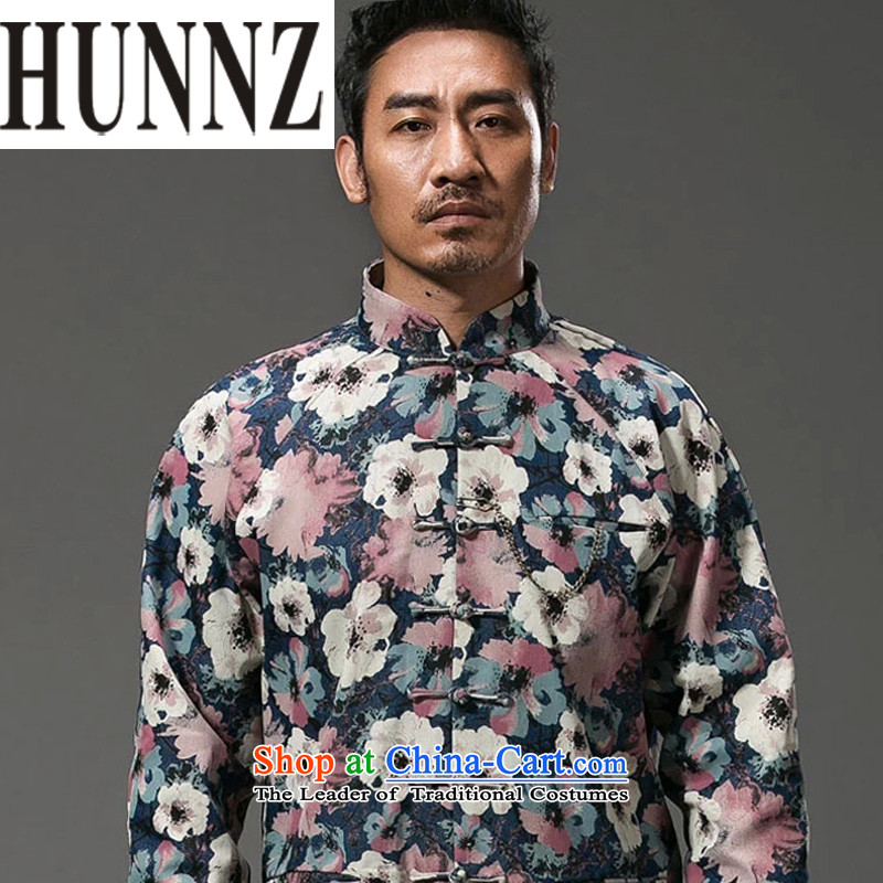 Trendy Stamp   HUNNZ long-sleeved China wind collar disc detained Tang Dynasty Chinese men's jackets suit L,HUNNZ,,, improved shopping on the Internet