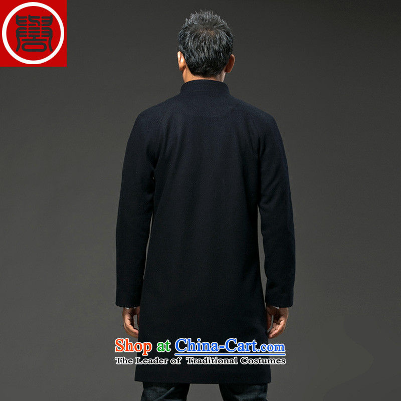 Renowned Chinese clothing autumn and winter China wind Men's Mock-Neck Long Hoodie a wool coat Cashmere wool coat is coat men crisp black XL, renowned (chiyu) , , , shopping on the Internet