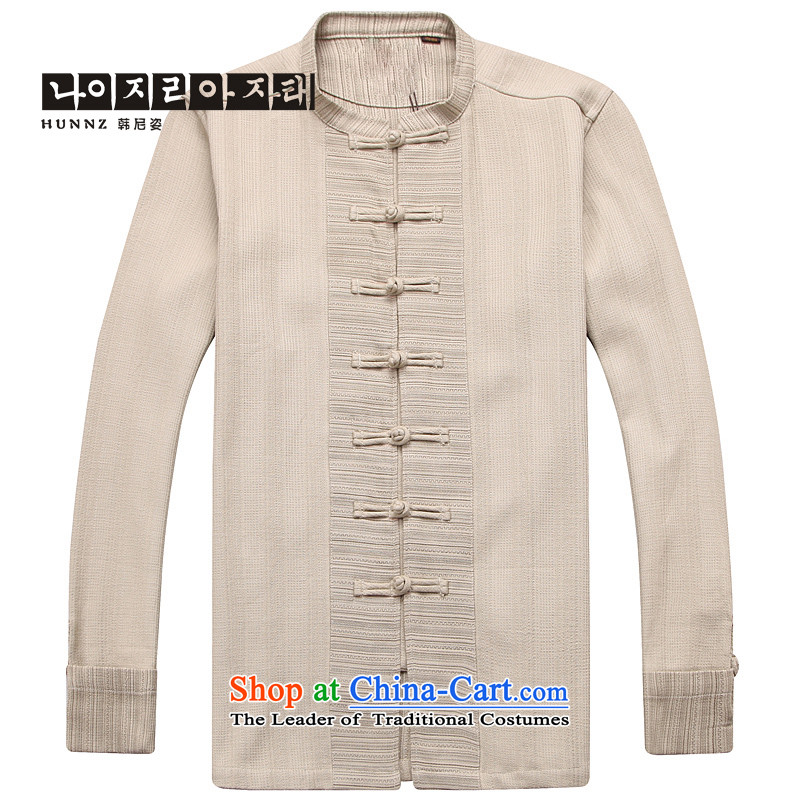 Name of the new Chinese Wind HANNIZI men linen Tang dynasty Classic minimalist zen long-sleeved clothing pure color is detained retro men apricot color 185 won, Gigi Lai (hannizi) , , , shopping on the Internet