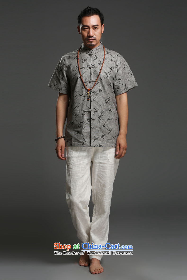 Renowned Chinese service men Tang dynasty cotton linen collar short-sleeved shirt stamp loose China wind and trendy Chinese men light gray XXL picture, prices, brand platters! The elections are supplied in the national character of distribution, so action, buy now enjoy more preferential! As soon as possible.