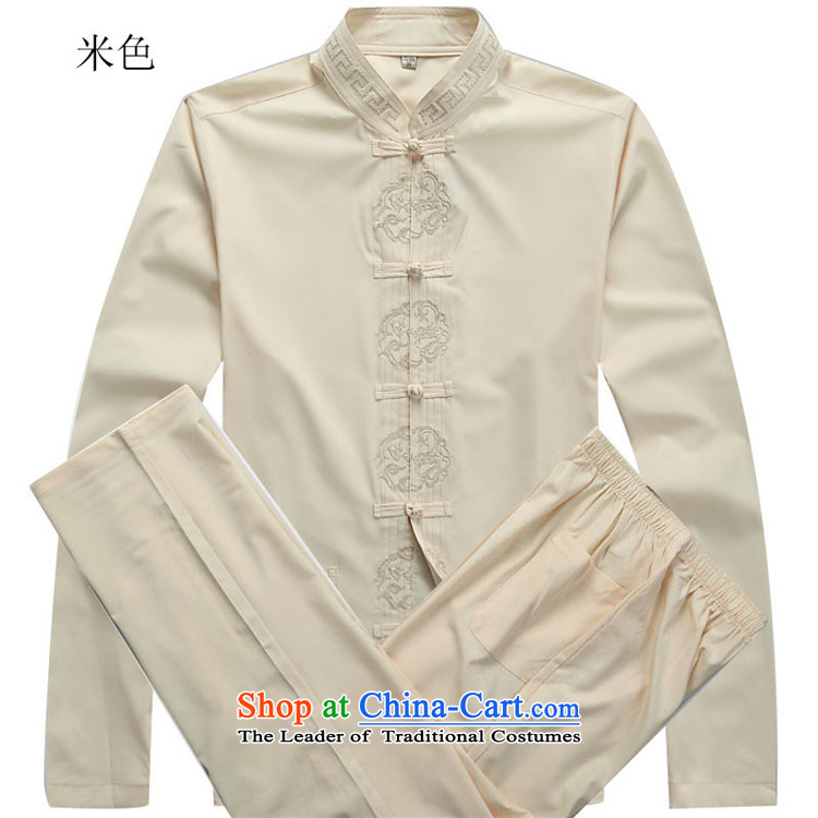 Beijing Europe 2015 Autumn New Tang Dynasty Chinese long-sleeved kit male cheongsams father replacing kung fu shirt Tang Dynasty Package white shirt XXXL picture, prices, brand platters! The elections are supplied in the national character of distribution, so action, buy now enjoy more preferential! As soon as possible.