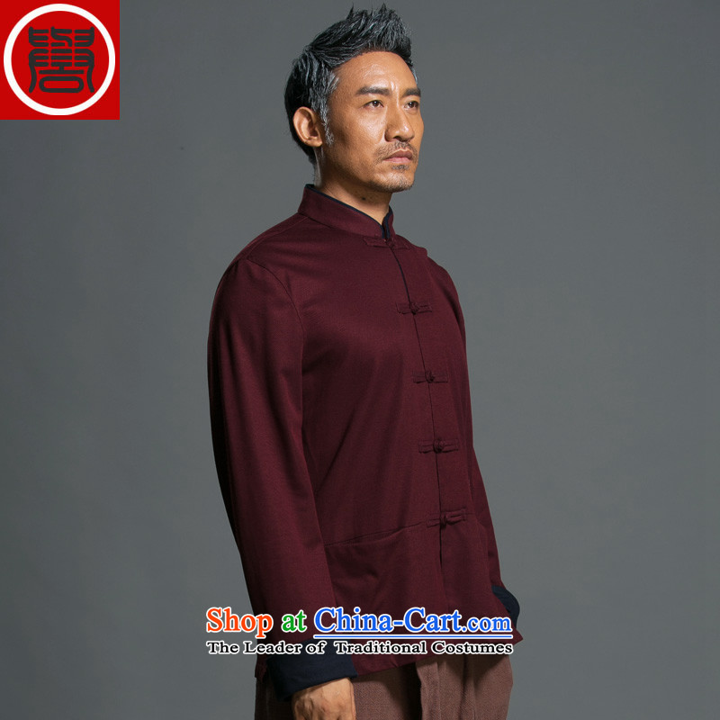 Renowned Chinese Services China wind and loose autumn Tang dynasty long-sleeved Men's Mock-Neck National Disk Chinese Tie jacket improved Han-red XXXL, renowned (chiyu) , , , shopping on the Internet