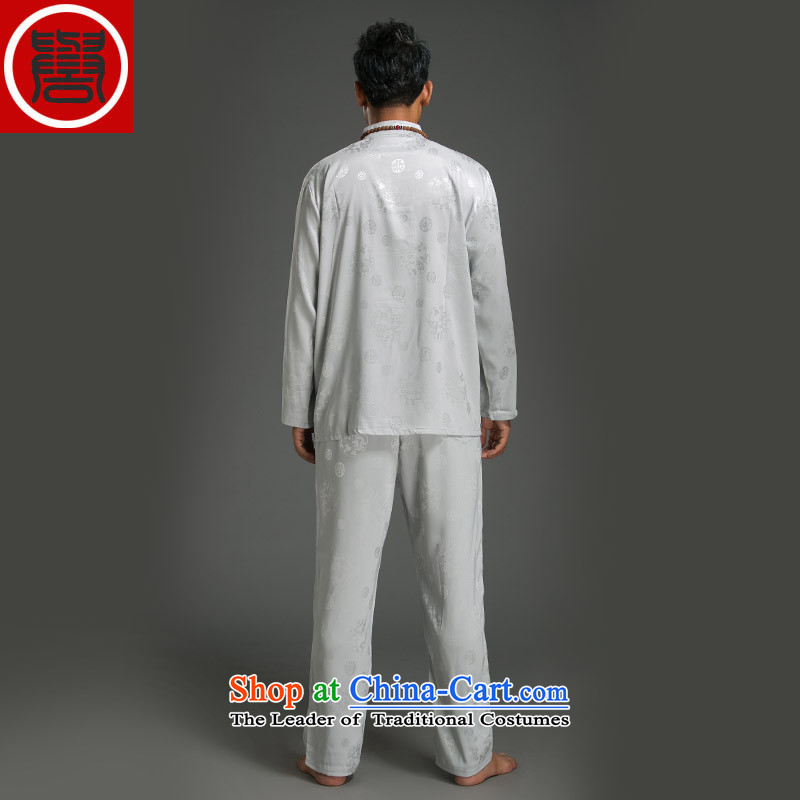 Renowned Chinese service Tang dynasty China wind and long-sleeved Tang Dynasty Package for summer package men t-shirt Chinese men renowned white 2XL, (chiyu) , , , shopping on the Internet